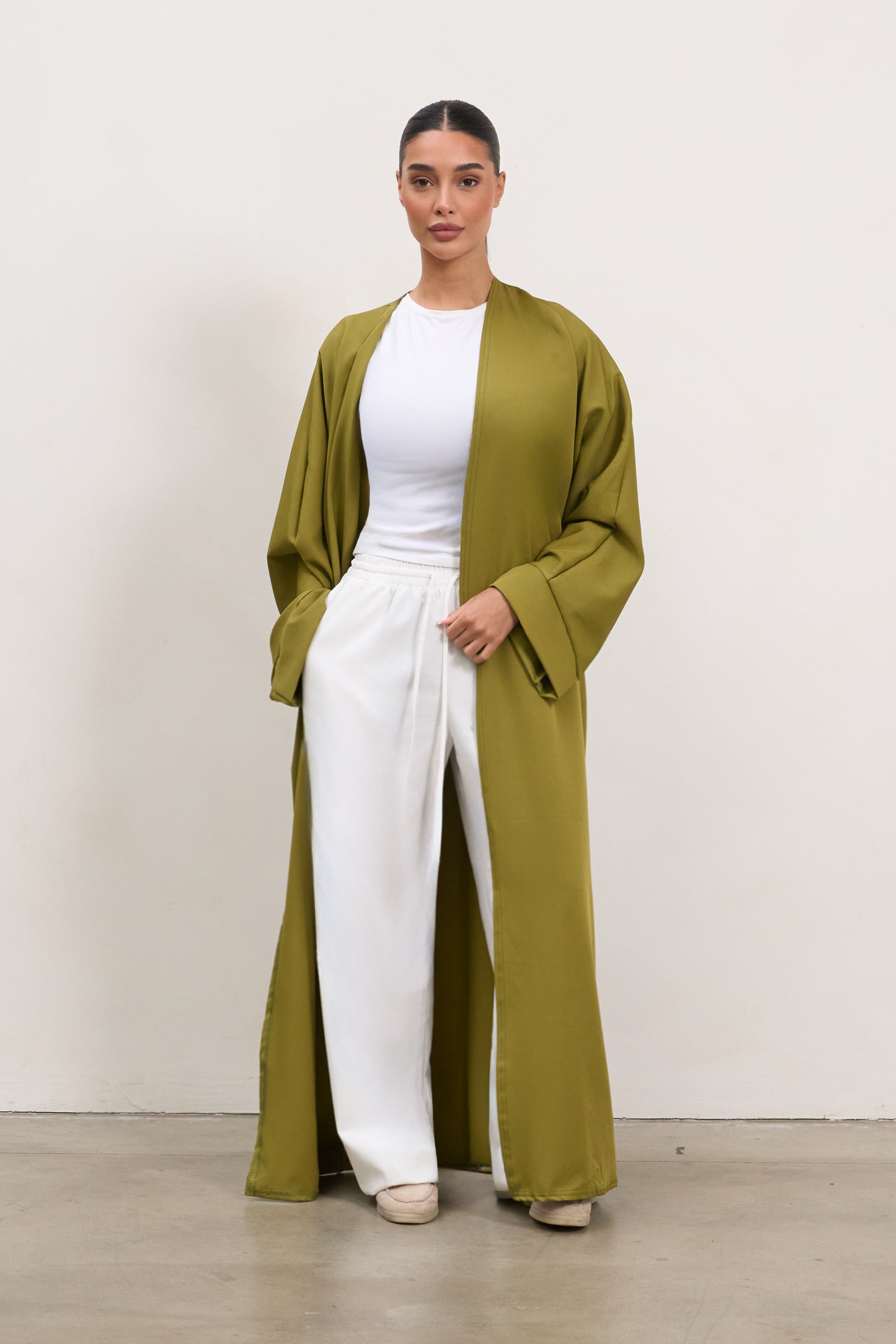 Essential Oversized Open Abaya – Pistachio – One Size – THE GIRL