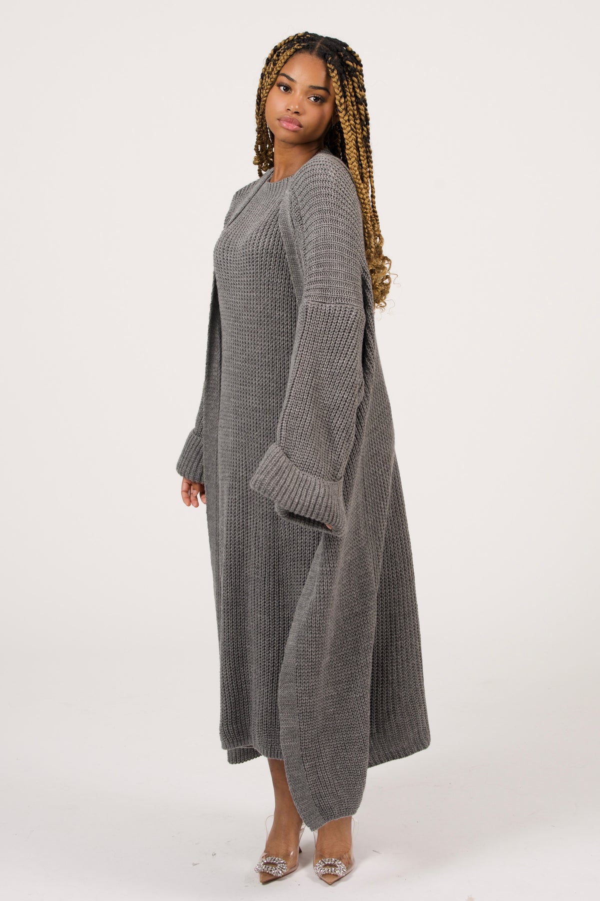 Grey Knitwear Set | Complete Set With Underdress