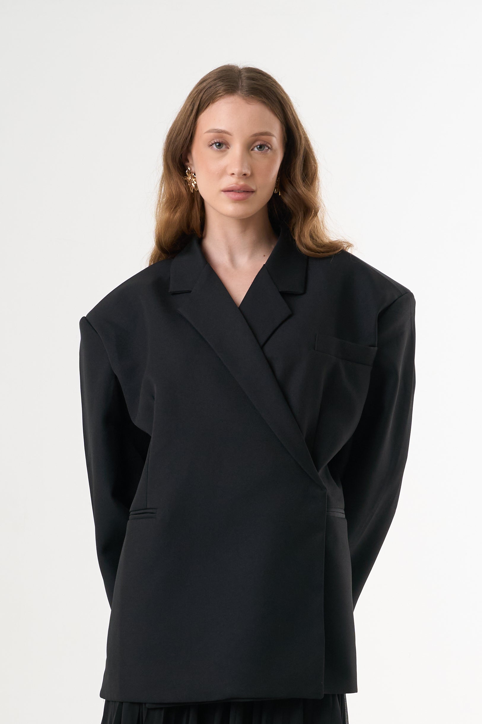 Boxy Oversized Blazer - Black-1