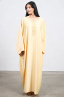 Abaya with inner belt - Yellow