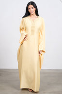 Abaya with inner belt - Yellow