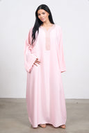 Abaya with inner belt - pink