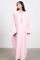 Abaya with inner belt - pink