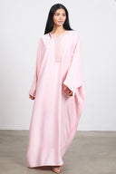 Abaya with inner belt - pink