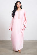 Abaya with inner belt - pink