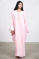 Abaya with inner belt - pink