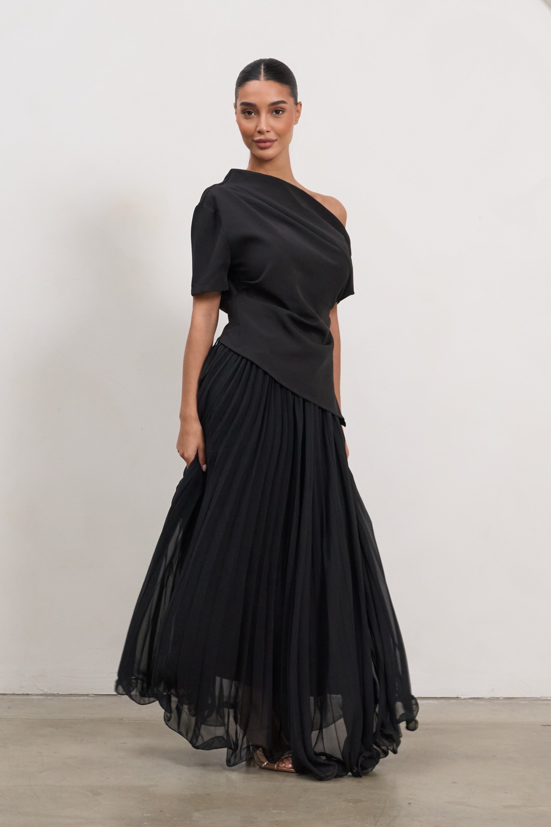 asymmetrical dress top Gracia Knit Top Asymmetrical Lace Hem Midi Dress