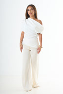 Asymmetrical Draped Top – White