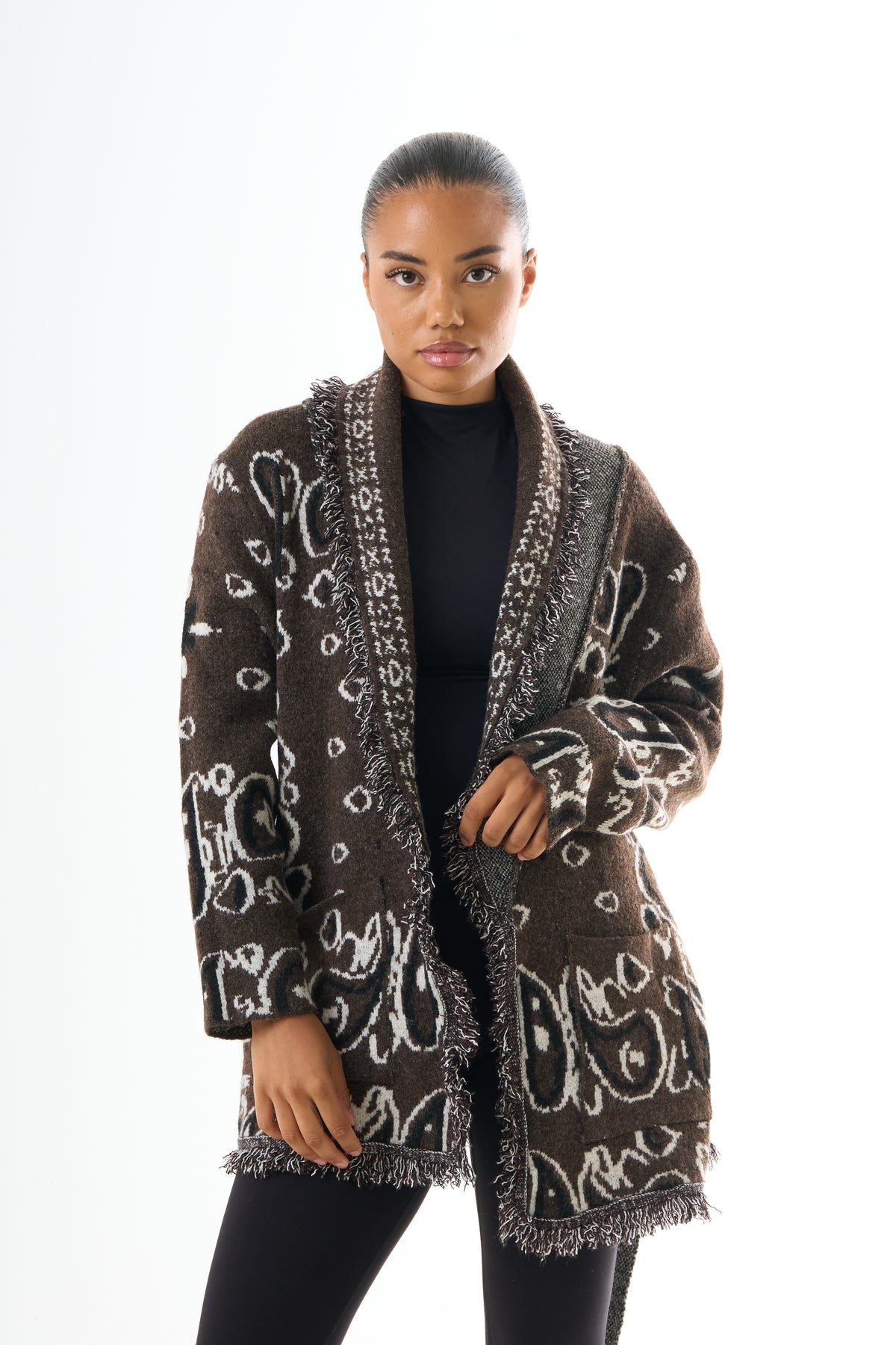 Bandana Cardigan - Brown-1