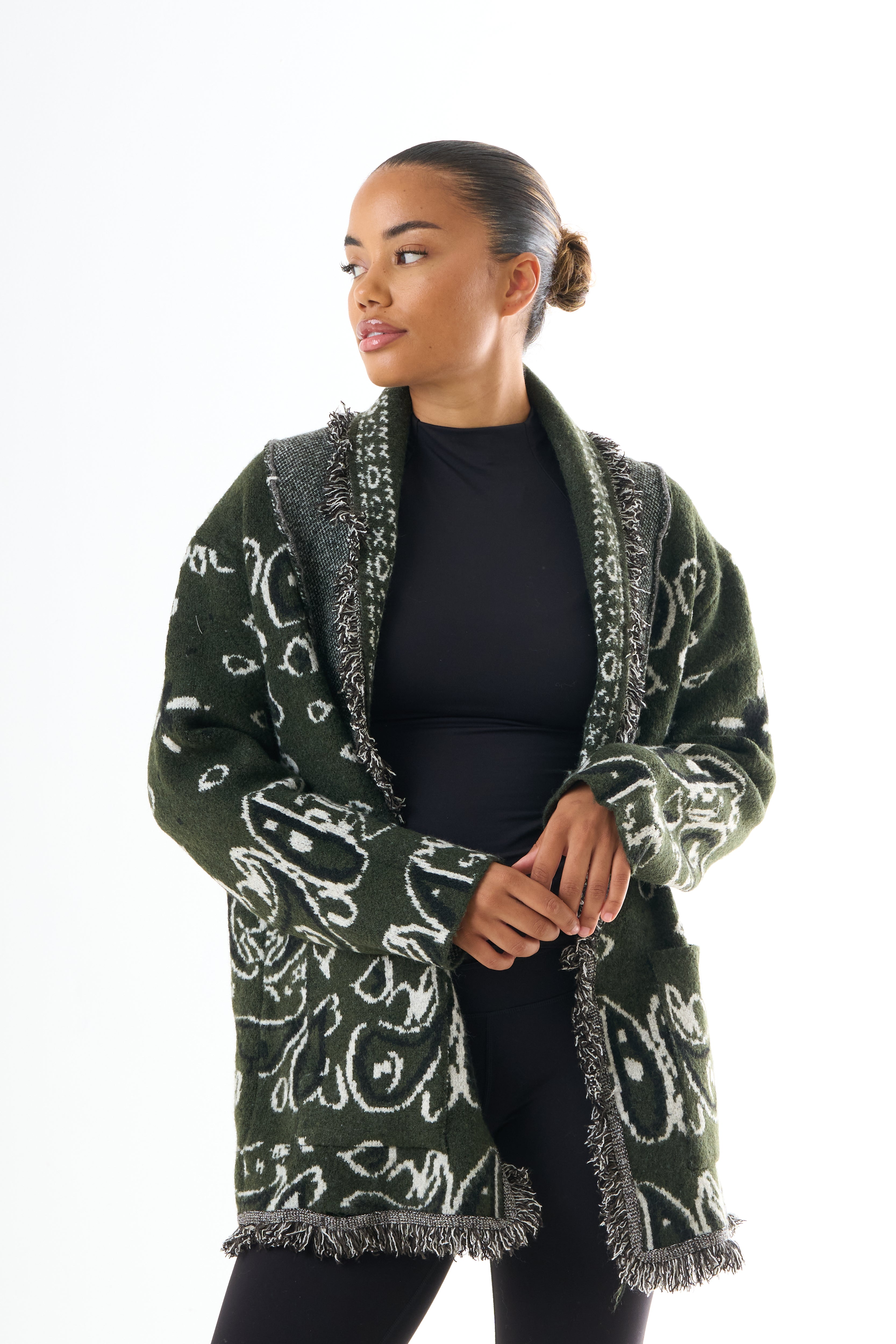 Bandana Cardigan - Green-2