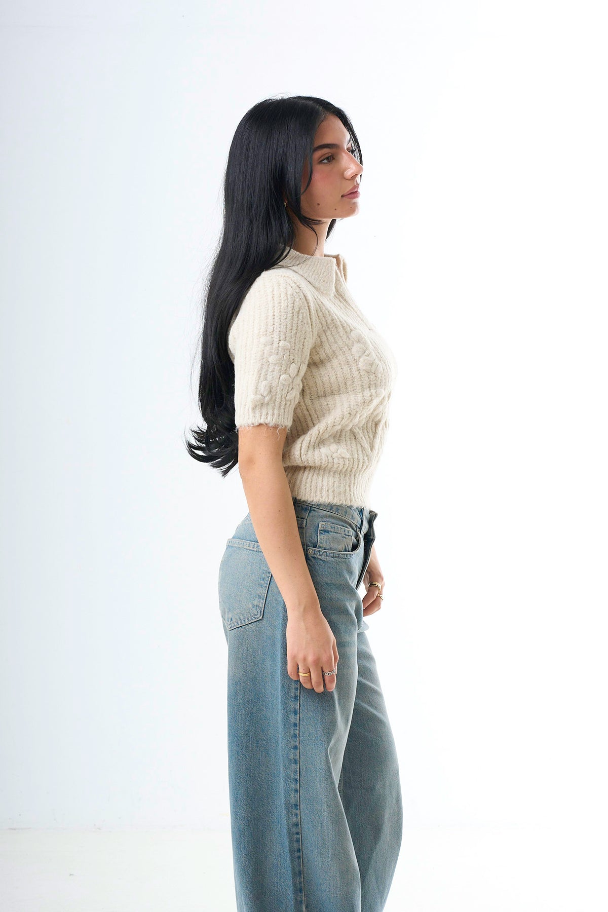 Blossom Knit Polo - Beige-2