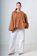 Blouse With Balloonsleeves - Orange