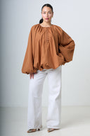 Blouse With Balloonsleeves - Orange