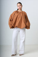 Blouse With Balloonsleeves - Orange