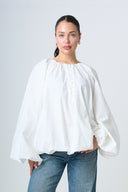 Blouse With Balloonsleeves - White