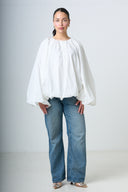 Blouse With Balloonsleeves - White