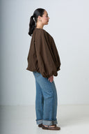 Blouse With Balloonsleeves - Brown