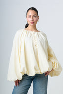Blouse With Balloonsleeves - Butter Yellow