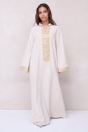 Classic Embroidered Abaya - Beige
