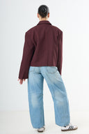 Cropped Wrap Blazer - Bordeaux