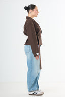 Cropped wrap blazer - Brown