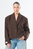 Cropped wrap blazer - Brown