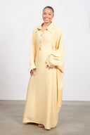 Crystal Button Abaya – Yellow
