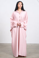 Crystal Button Abaya – Pink