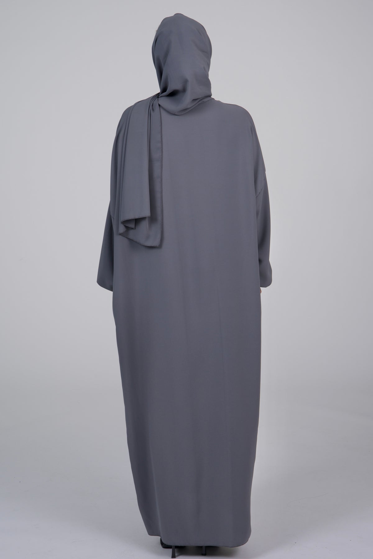 Dark Grey Abaya With Scarf
