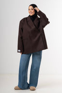 Dad Oversized Striped-Blazer - Brown