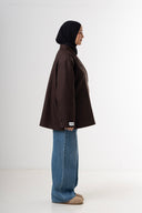 Dad Oversized Striped-Blazer - Brown