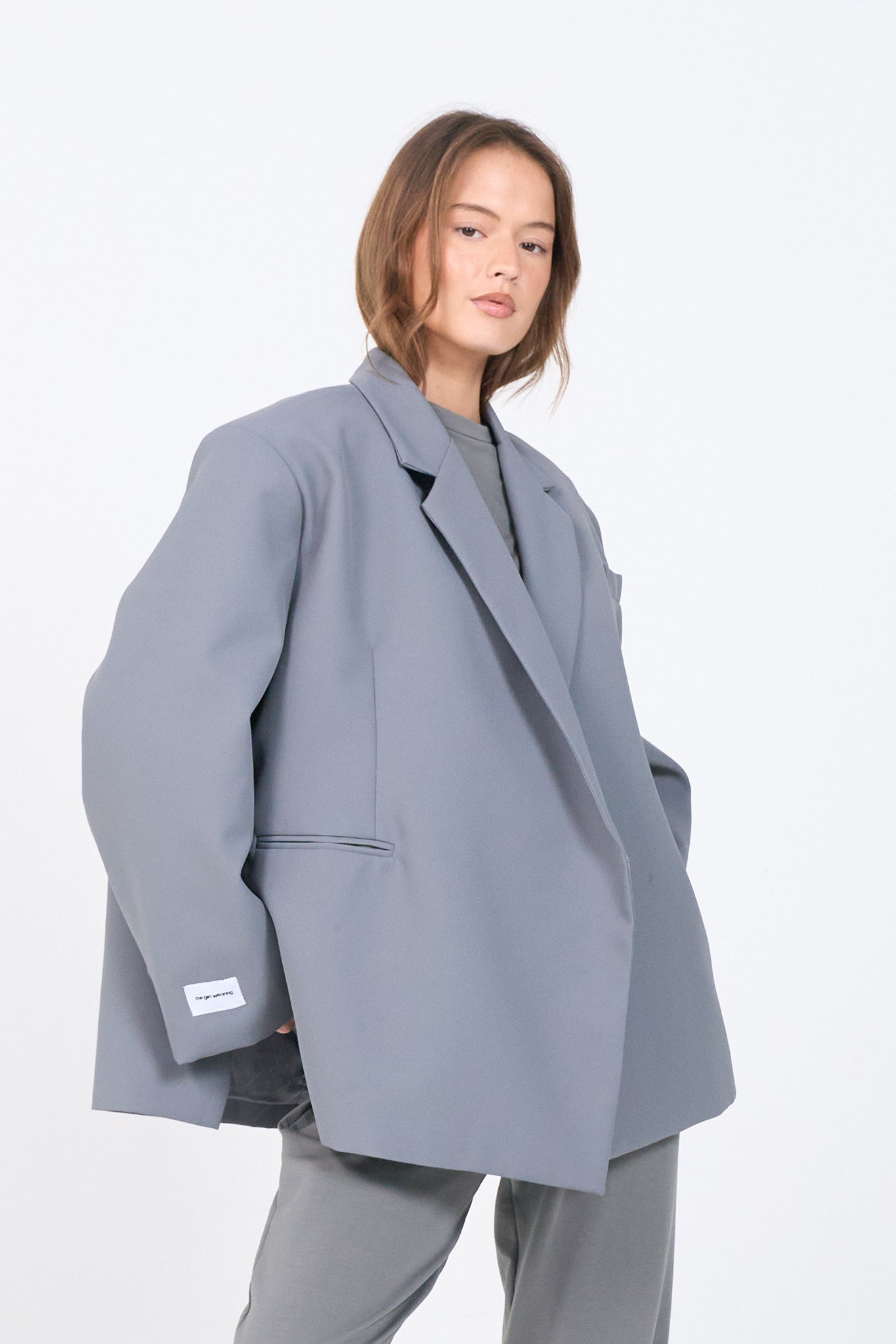 Dad Oversized Blazer - Grey-2