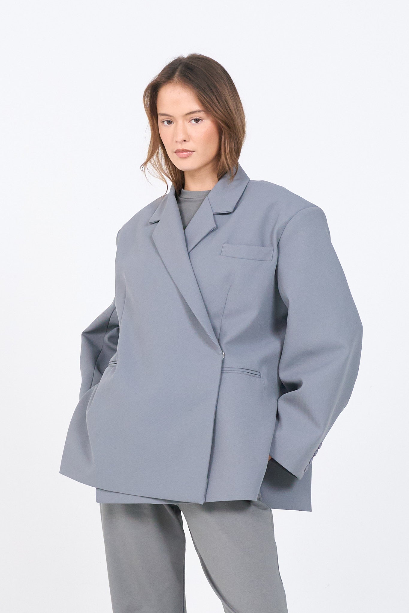 Dad Oversized Blazer - Grey-1