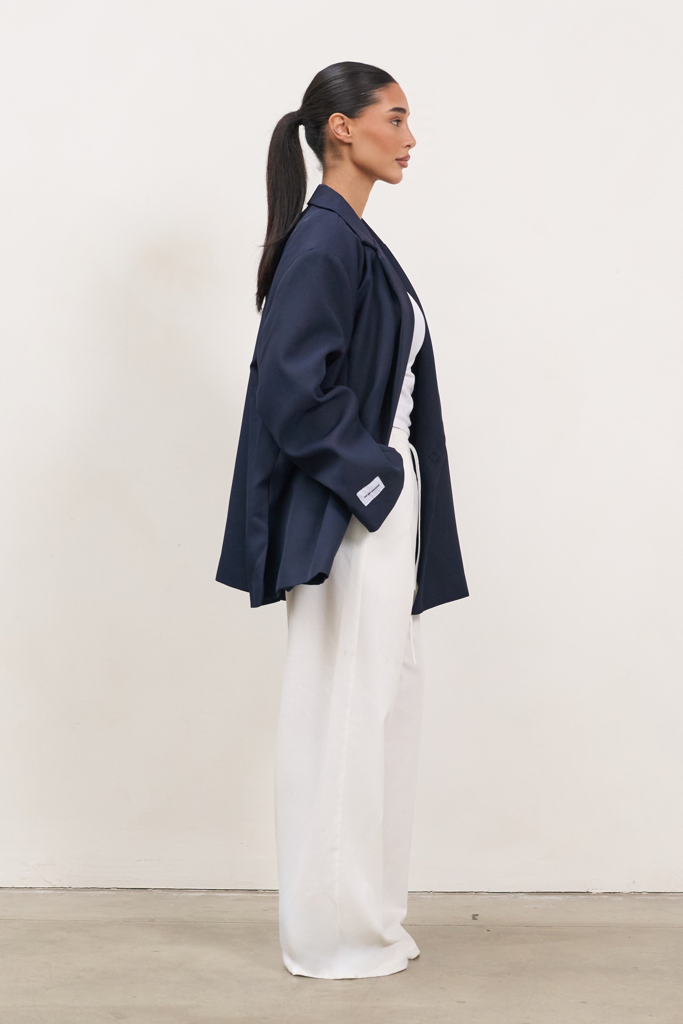 Dad Oversized Blazer - Navy-5