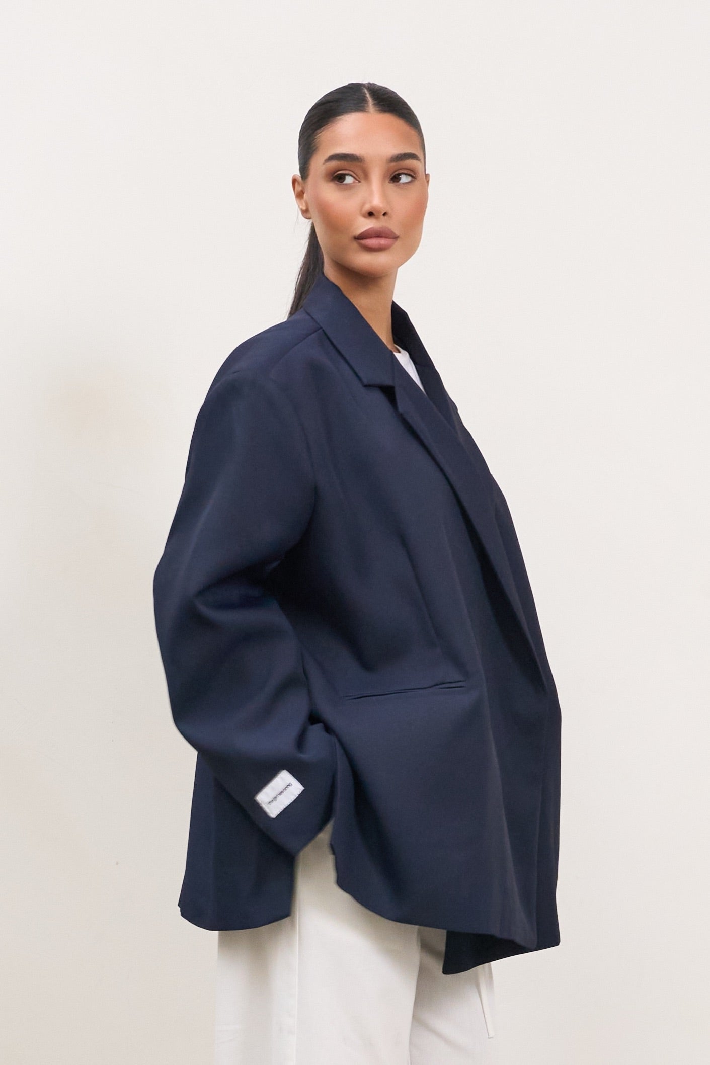 Dad Oversized Blazer - Navy-3