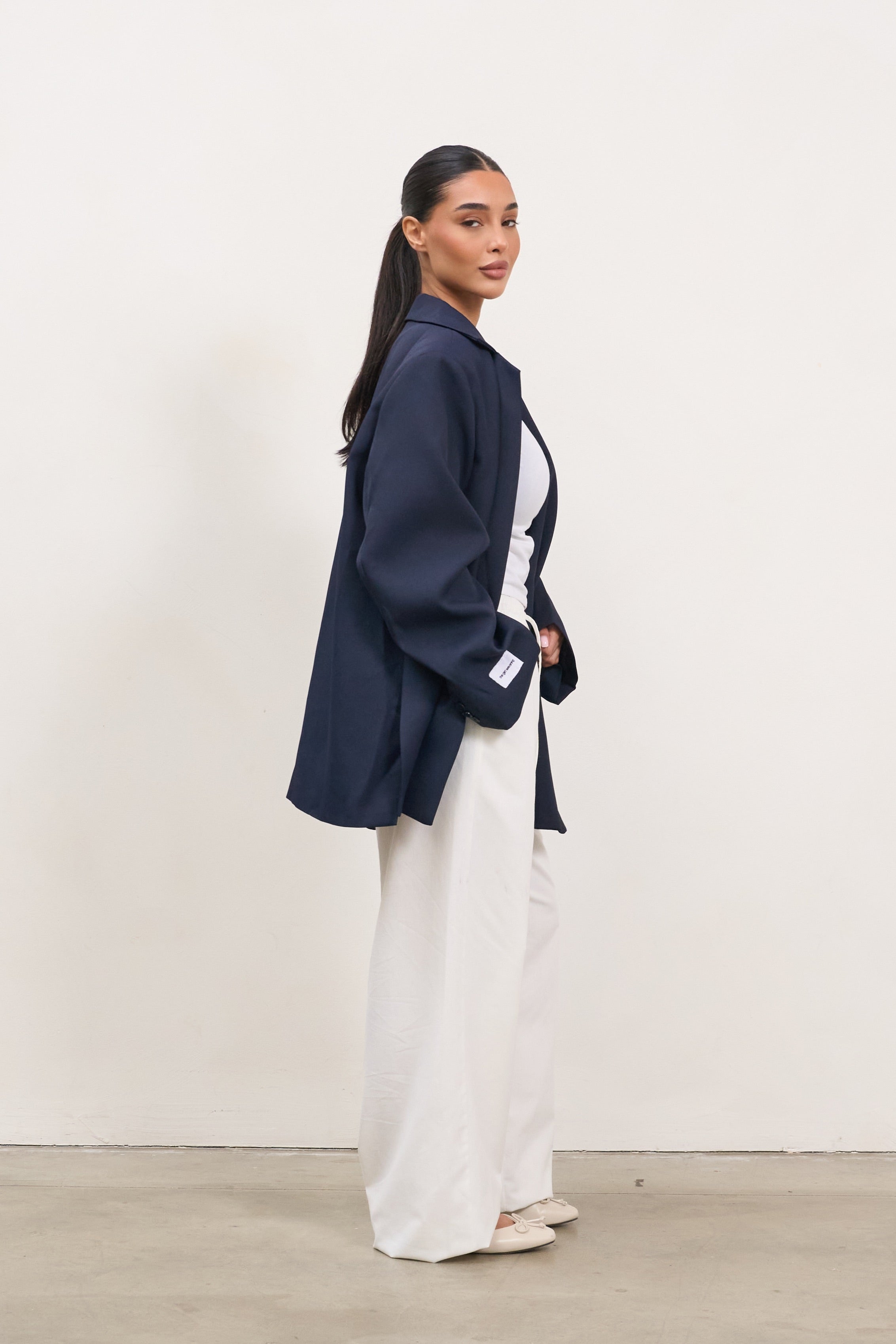 Dad Oversized Blazer - Navy-2