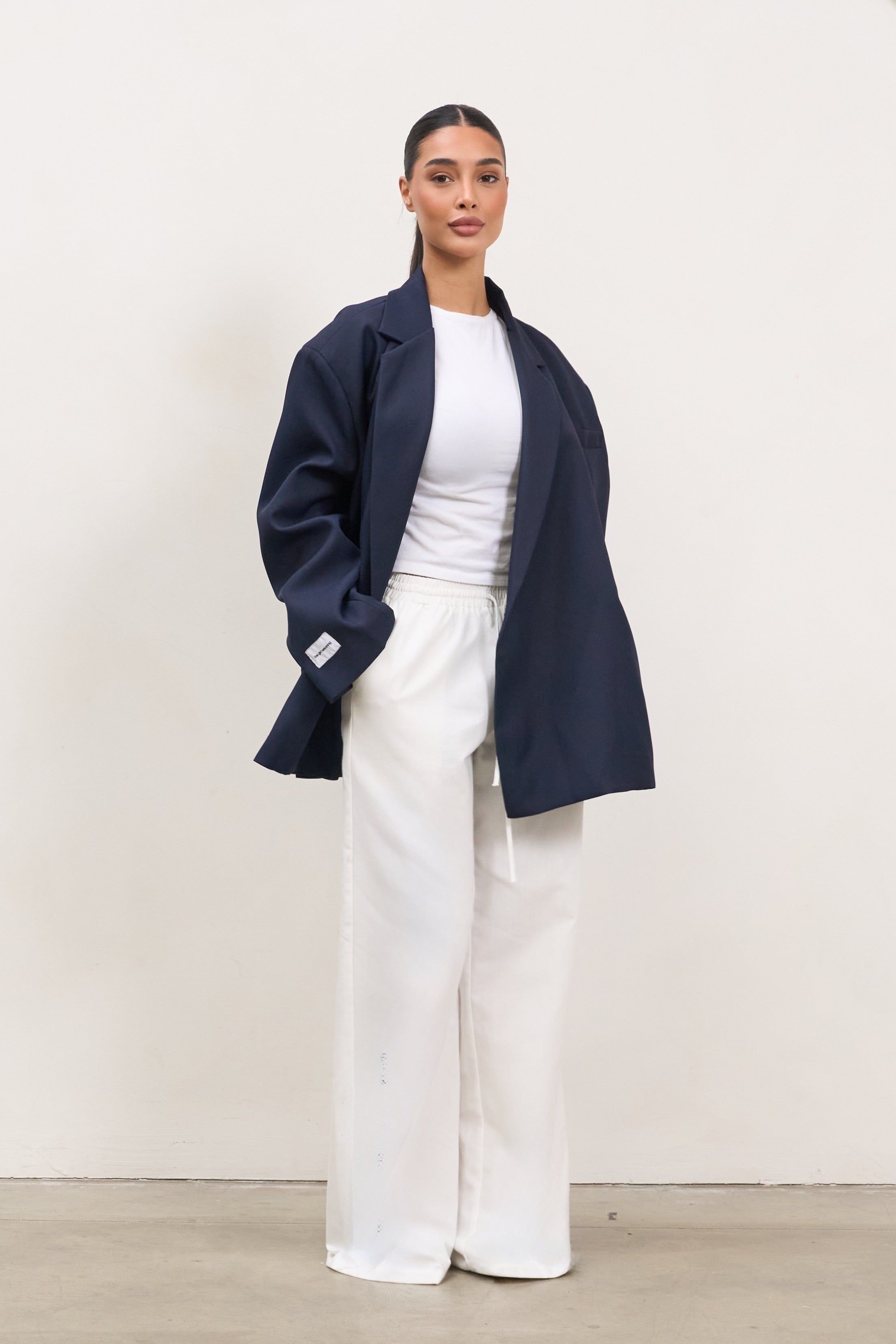 Dad Oversized Blazer - Navy-4