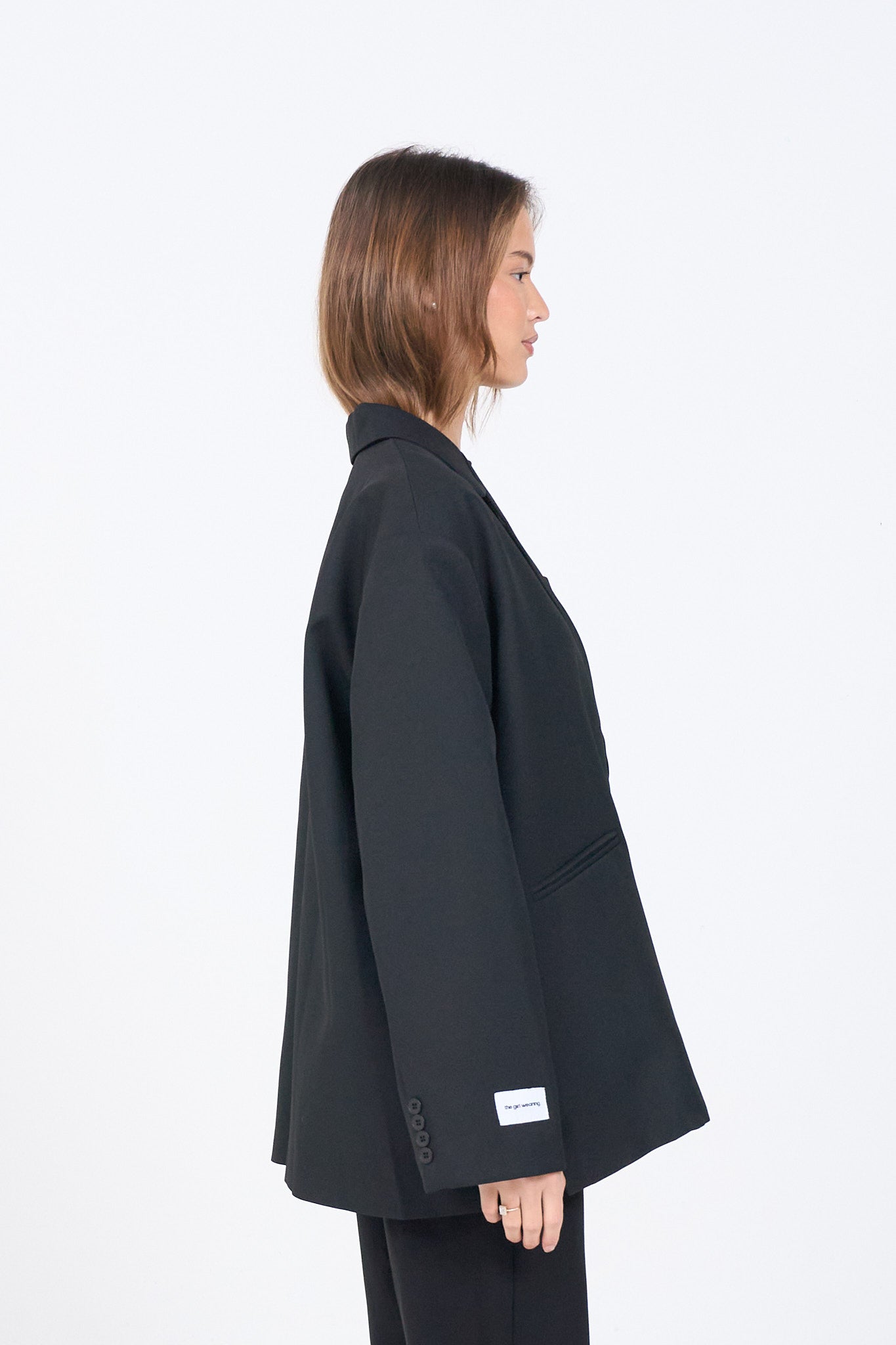 Boxy Oversized Blazer - Black-5
