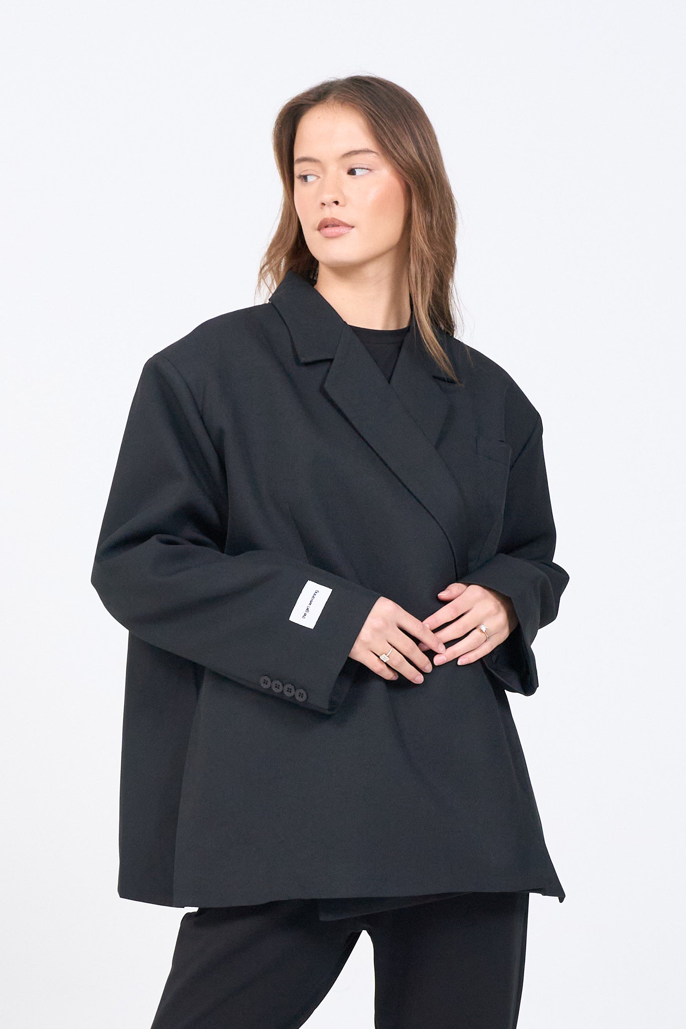 Boxy Oversized Blazer - Black-3