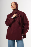 Dad Oversized Striped-Blazer - Bordeaux