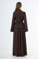 Double Button Two-Piece Set - Brown