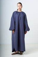 Dress With Balloonsleeves - Blue