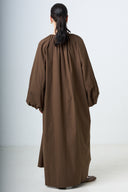 Dress With Balloonsleeves - Brown
