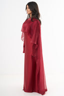 Elegant Cape Dress - Red