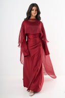 Elegant Cape Dress - Red