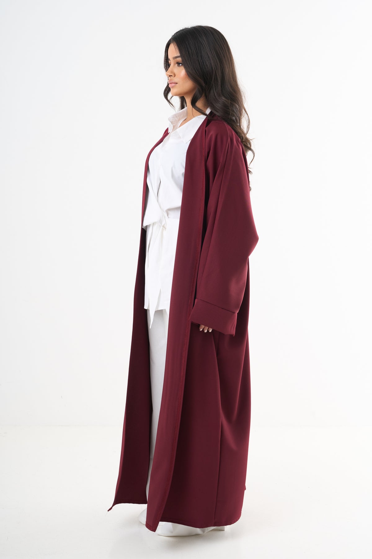 Basic Abaya - Weinrot-4