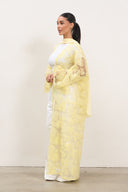 Floral Lace Abaya - Yellow