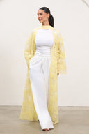 Floral Lace Abaya - Yellow