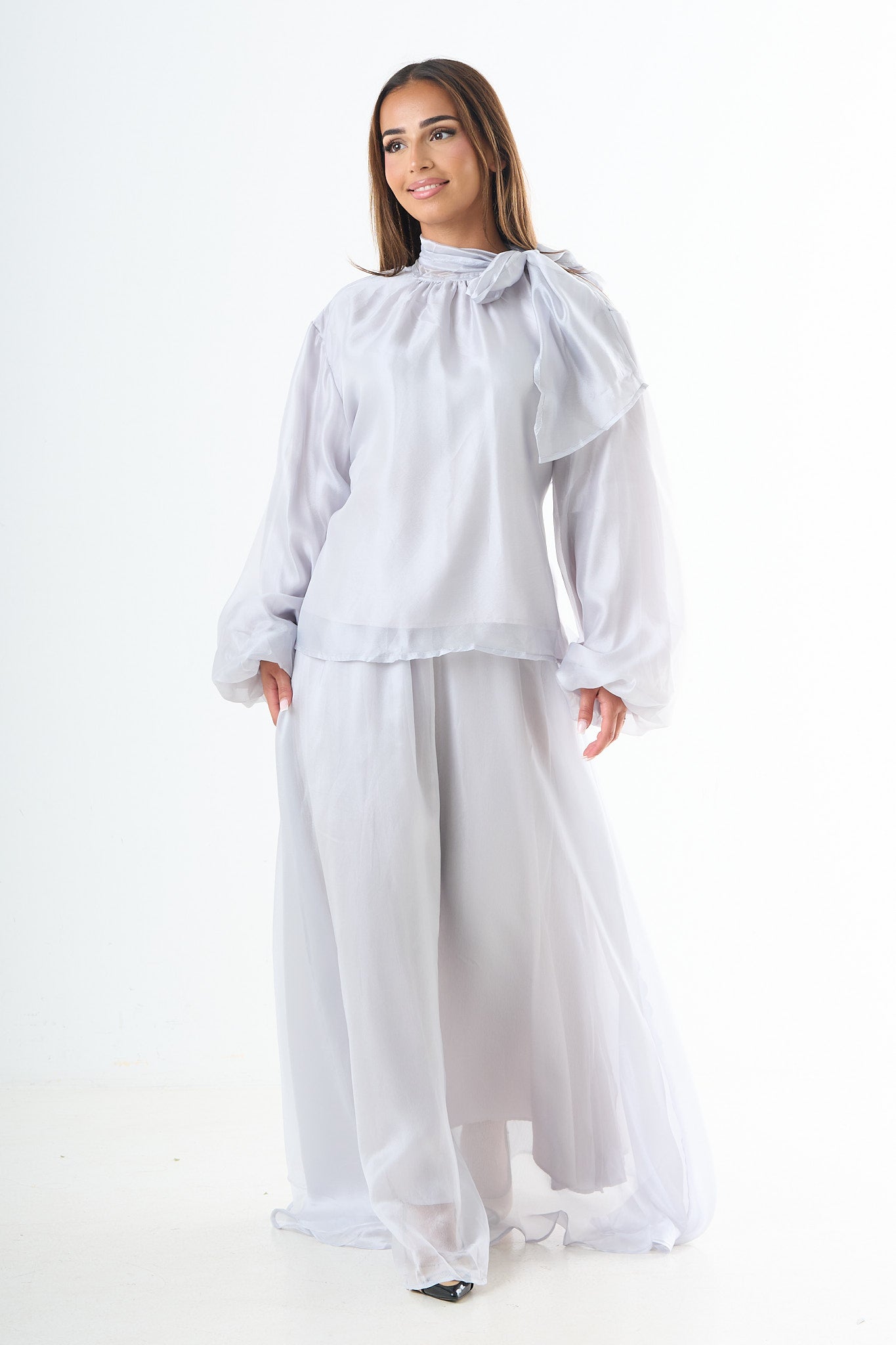 Glossy maxi skirt - Blue-5