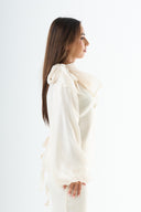 Glossy tie-back blouse - Cream